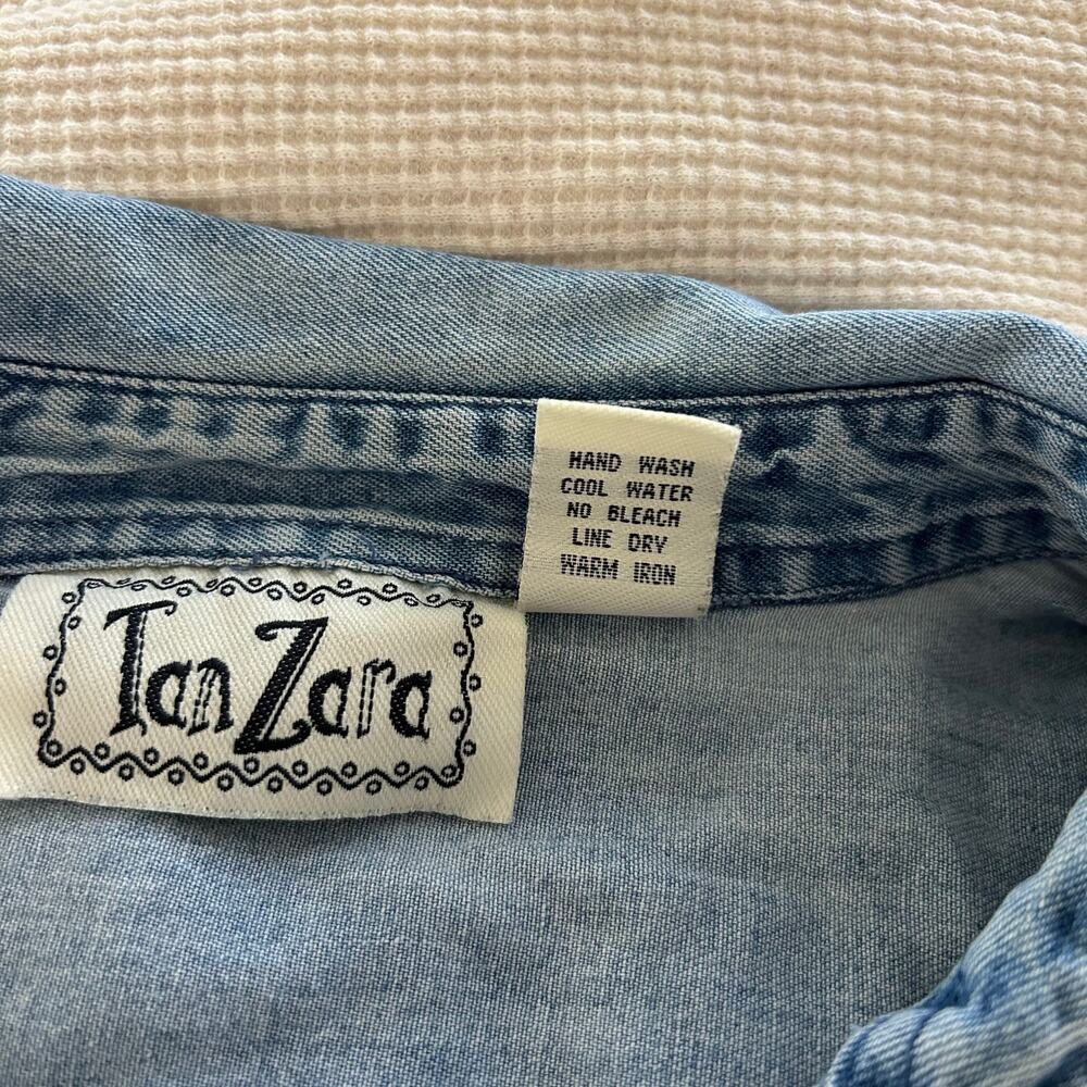 💗Sold💗not for sale💗Women Teacher Denim Button Up Top Long Sleeve Artsy School Bl - Picture 9 of 11